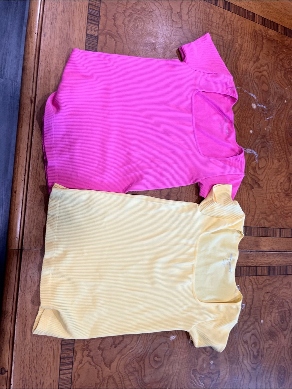Women’s Short Sleeve Ribbed Tee - Pink & Yellow